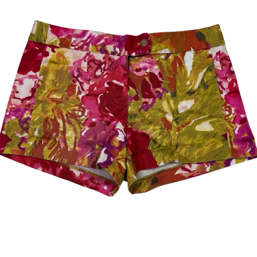 J. Crew High Waist Floral Shorts - Green and Red